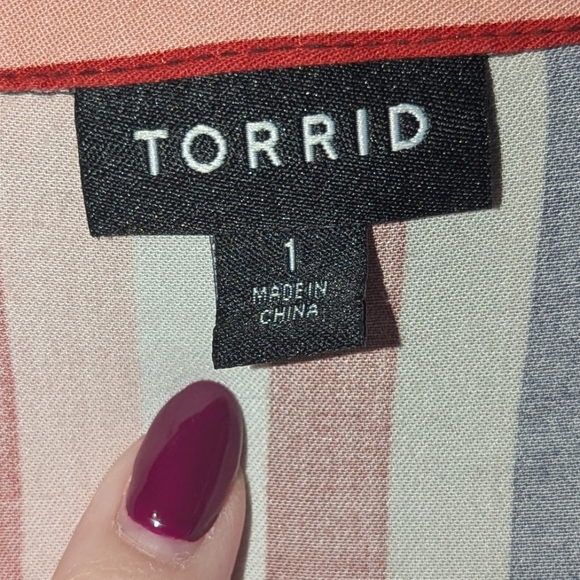 Torrid Challis Striped Button Down Shirt Dress 1x(14-16) - Picture 9 of 12